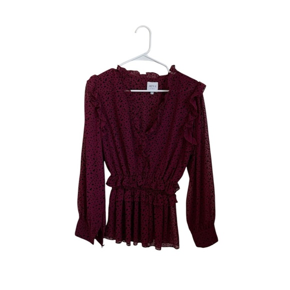 MISA Los Angeles Daphne Star Blouse Size M Boho Ruffle
Chiffon Peasant Top - Picture 3 of 4